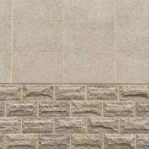 洛阳 黄金麻自然面蘑菇石配荔枝面干挂