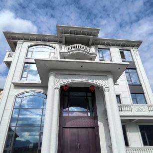 洛阳白麻别墅外墙干挂石材效果示例