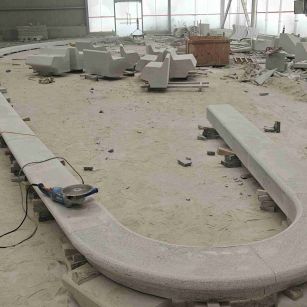 洛阳 芝麻白花岗岩弧形花坛石，坐凳石