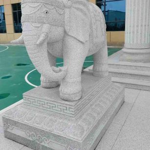 洛阳 白麻花岗岩动物异形石雕-大象