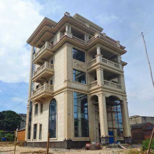 洛阳 黄金麻花岗岩石材别墅外墙干挂搭配（雕花栏杆花瓶柱门楼罗马柱）