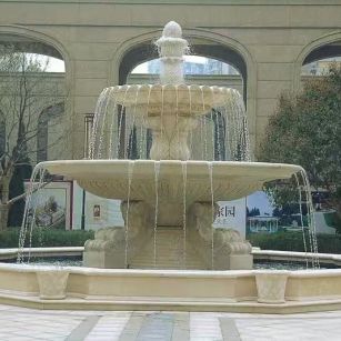 洛阳 黄金麻花岗岩异型加工——户外庭院石雕流水喷泉