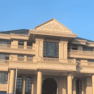 洛阳黄金麻别墅外墙干挂石材效果示例