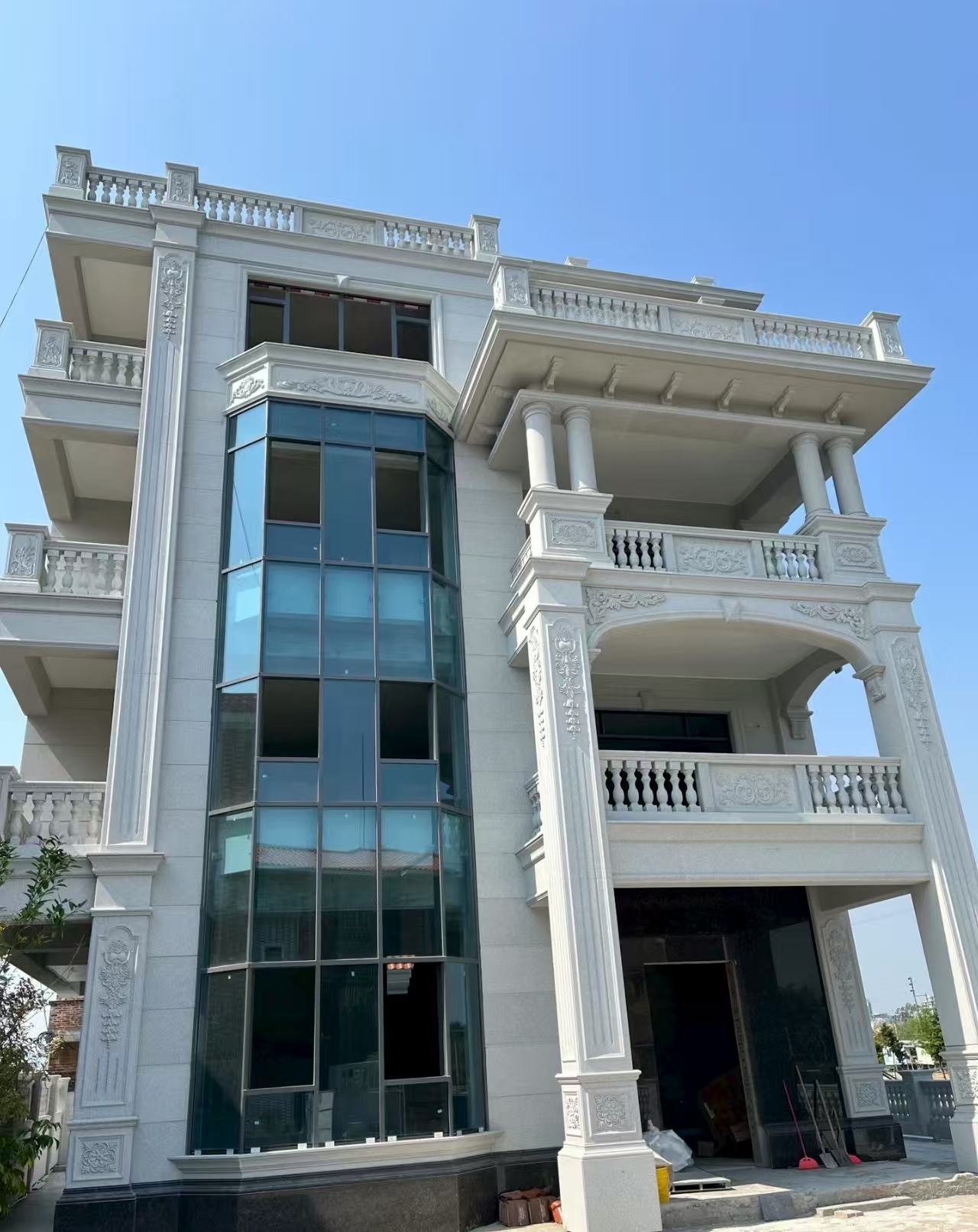 洛阳 白麻花岗岩别墅外墙干挂效果展示