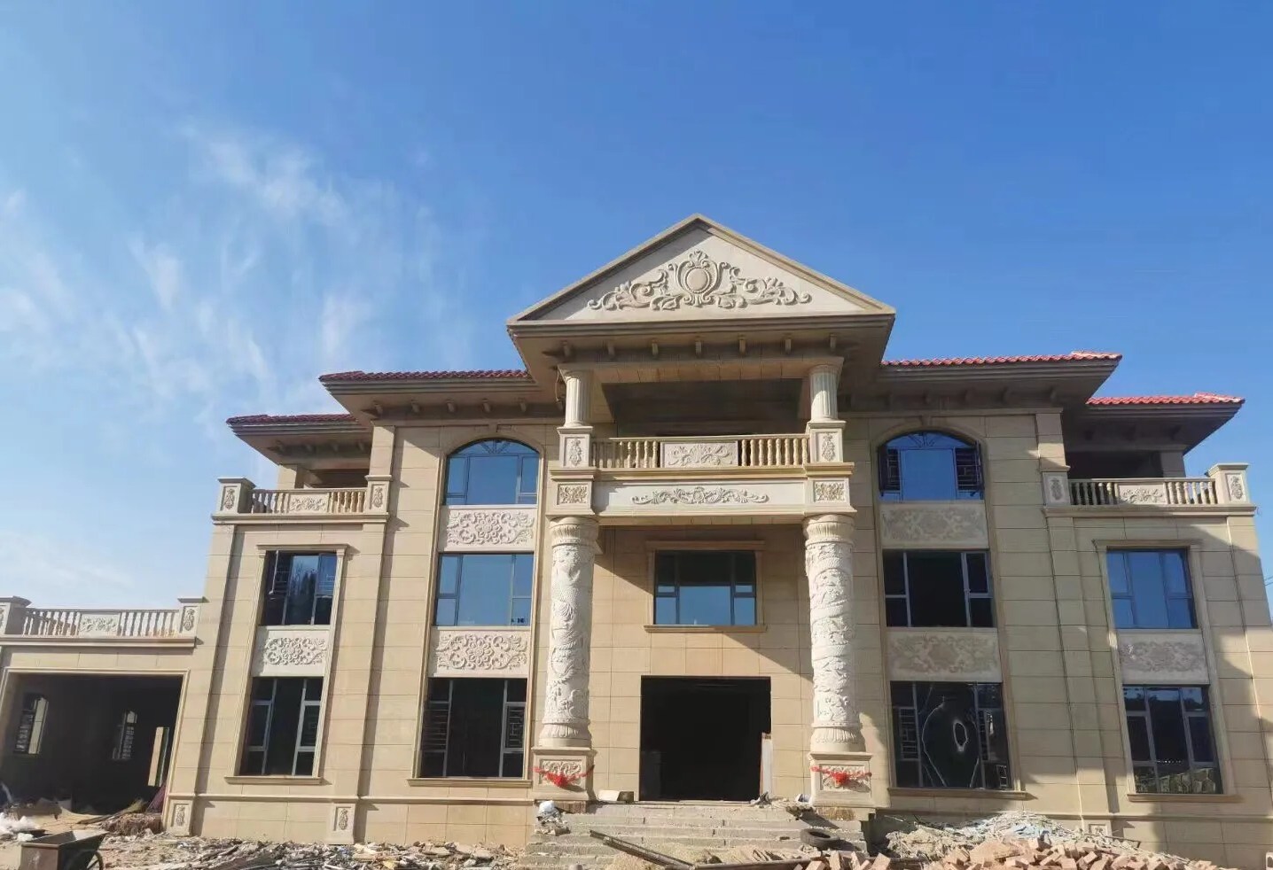 洛阳 黄金麻花岗岩别墅外墙干挂